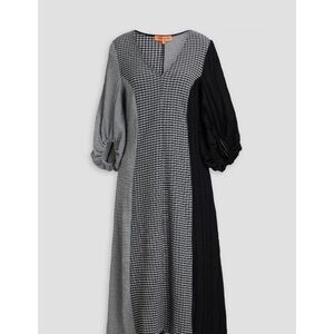 Patchwork seersucker midi dress with pockets